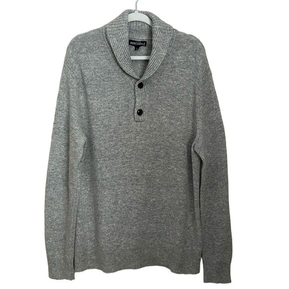 J. Crew Mercantile Men’s Wool Blend Grey shawl-collar Pullover Sweater K3331 L - Picture 1 of 8